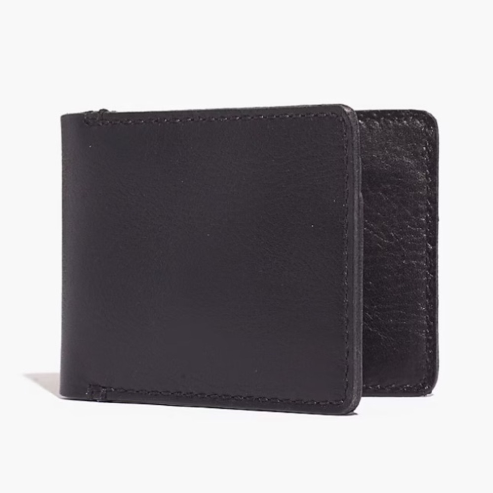 Madewell Men’s Black Leather Billfold Credit Card Slots Wallet NWT
